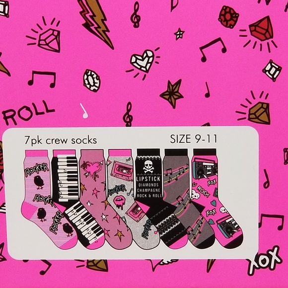 Betsey Johnson Rock & Roll 7 pairs Crew Socks Gift Set - Picture 6 of 16
